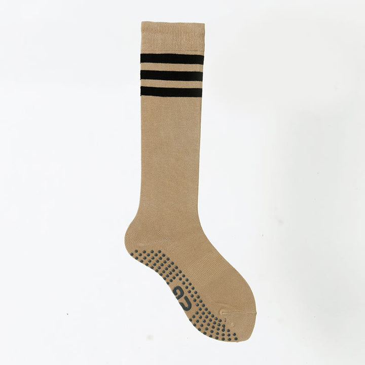 Calze Olivenorma a tinta unita, lunghezza al polpaccio, antiscivolo, per Pilates, Barre, Fitness, con supporto confortevole e traspirante in cotone, ideali per yoga. - Kaki a righe - 10 paia - image 44