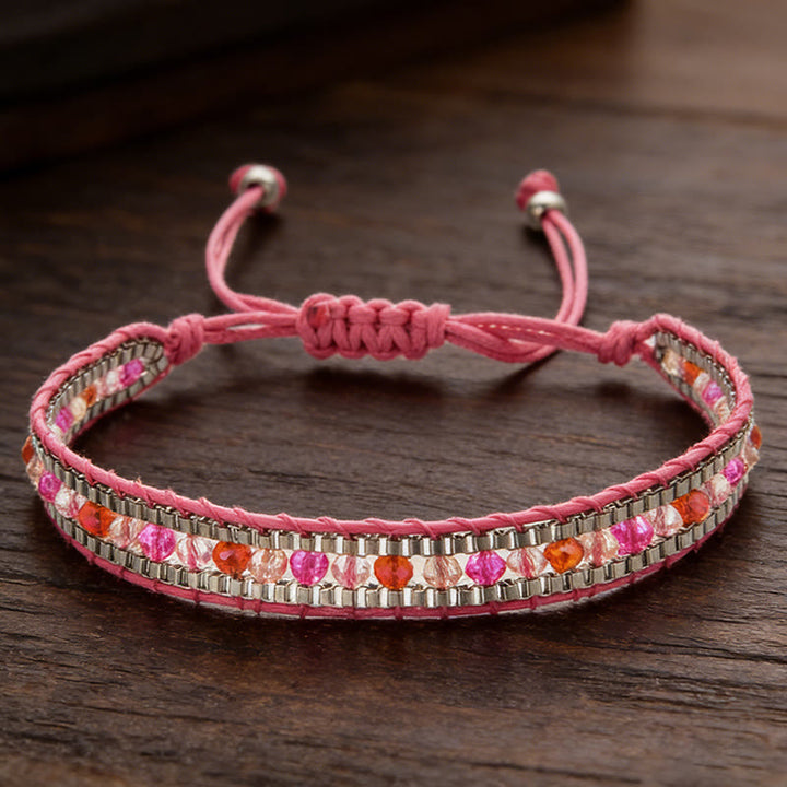 Bracciale intrecciato multistrato con perline di cristallo colorate Olivenorma - Stile-7 - image 7