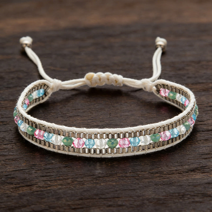 Bracciale intrecciato multistrato con perline di cristallo colorate Olivenorma - Stile-4 - image 4