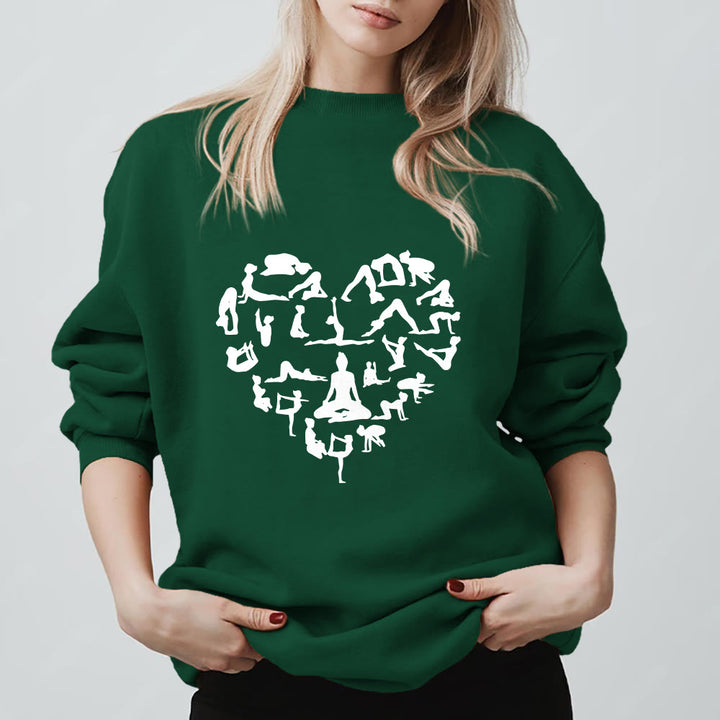 Felpa girocollo Olivenorma Heart Namaste Yoga Meditation Mental Wellness - Verde - 2XL - image 13