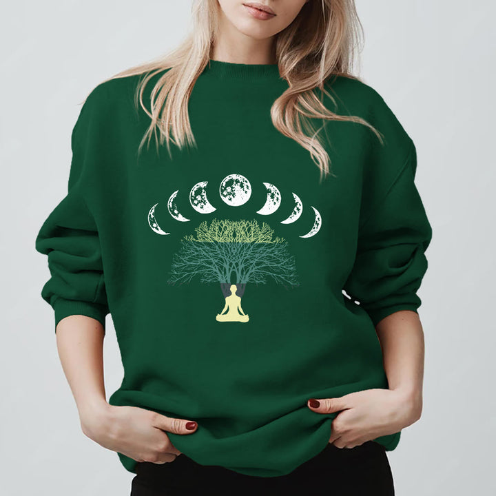 Felpa con stampa Olivenorma Tree Of Life Heart Namaste Yoga Meditazione Benessere Mentale Spirituale - Verde - 2XL - image 0