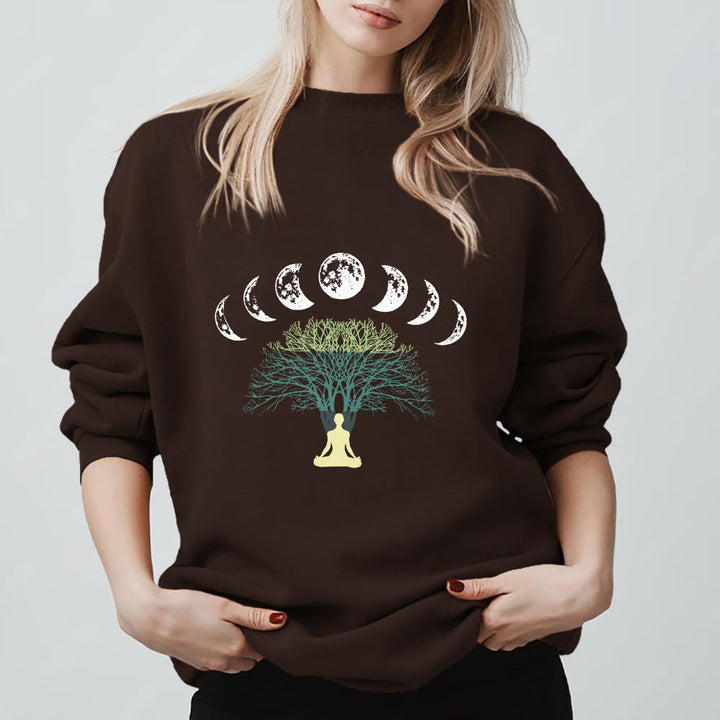 Felpa con stampa Olivenorma Tree Of Life Heart Namaste Yoga Meditazione Benessere Mentale Spirituale - Marrone - 2XL - image 3