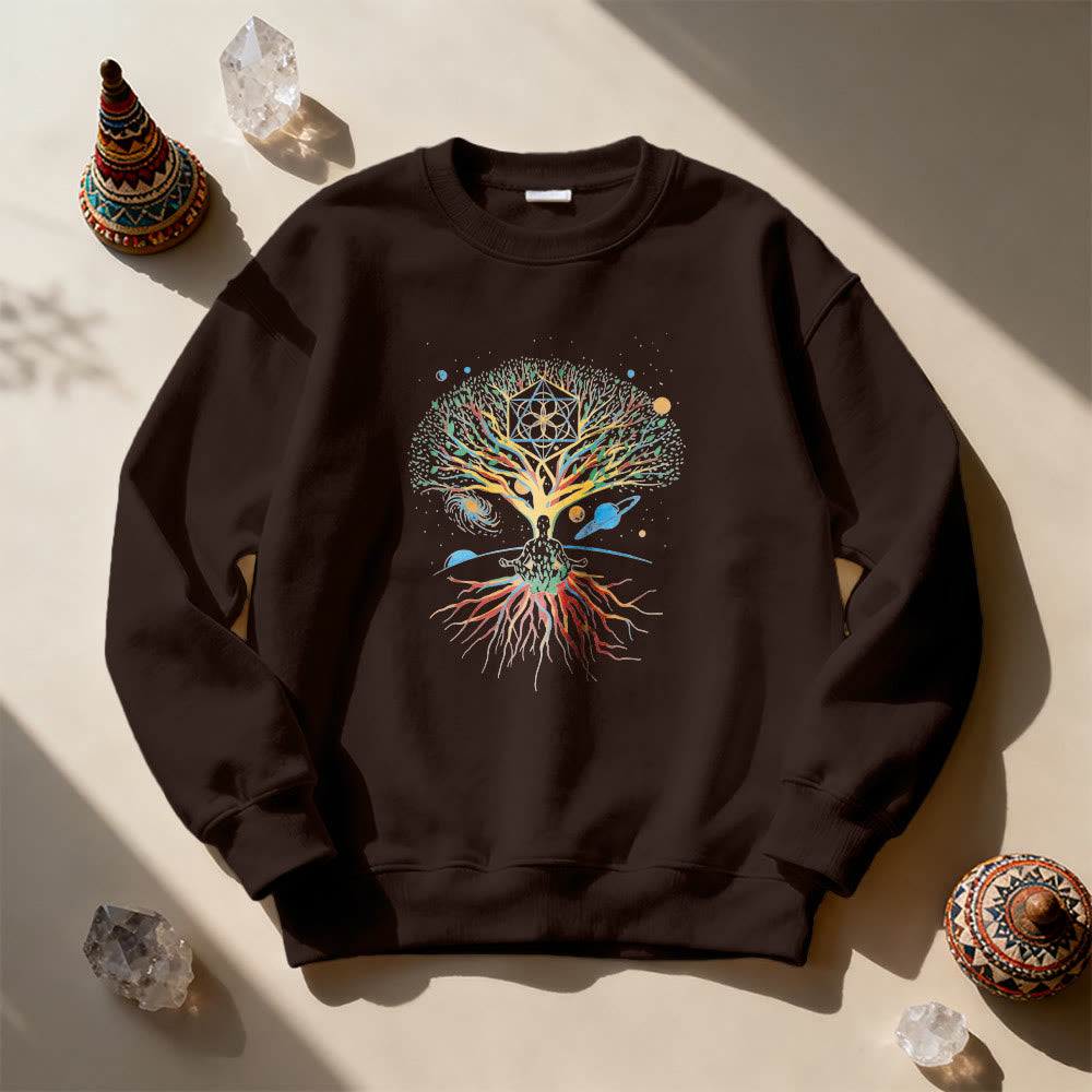 Felpa con stampa Olivenorma Tree Meditation Universe Spiritual Mindfulness - image 6