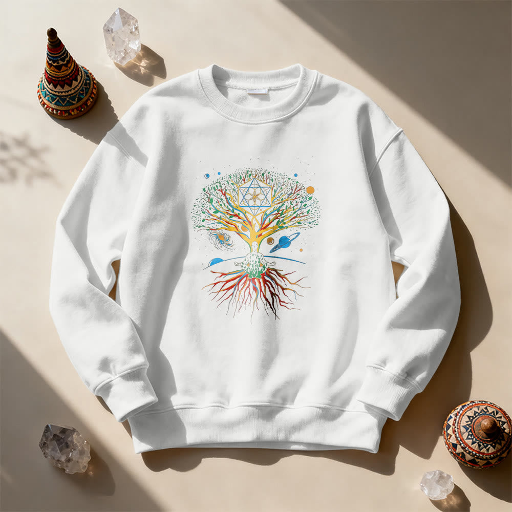 Felpa con stampa Olivenorma Tree Meditation Universe Spiritual Mindfulness - image 10