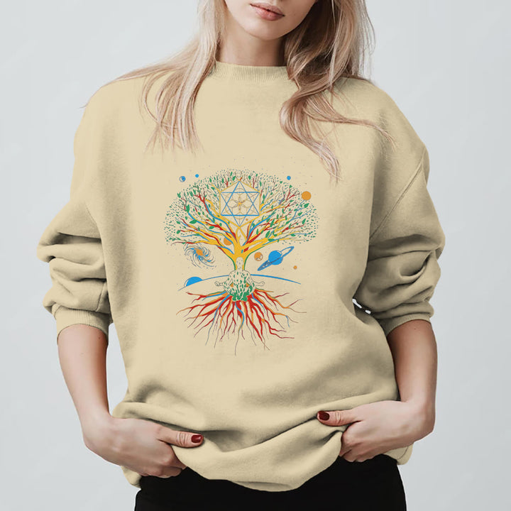Felpa con stampa Olivenorma Tree Meditation Universe Spiritual Mindfulness - Giallo chiaro - 2XL - image 3