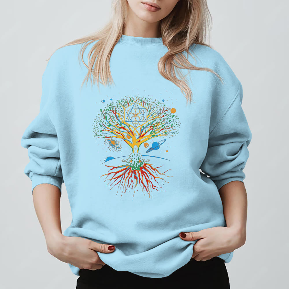Felpa con stampa Olivenorma Tree Meditation Universe Spiritual Mindfulness - Blu - 2XL - image 15