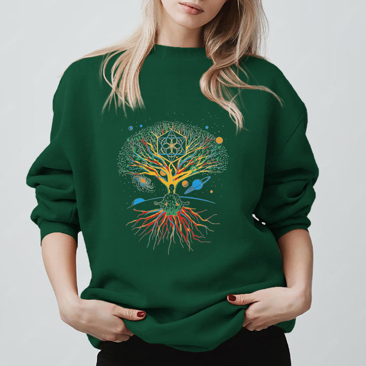 Felpa con stampa Olivenorma Tree Meditation Universe Spiritual Mindfulness - Verde - 2XL - image 13
