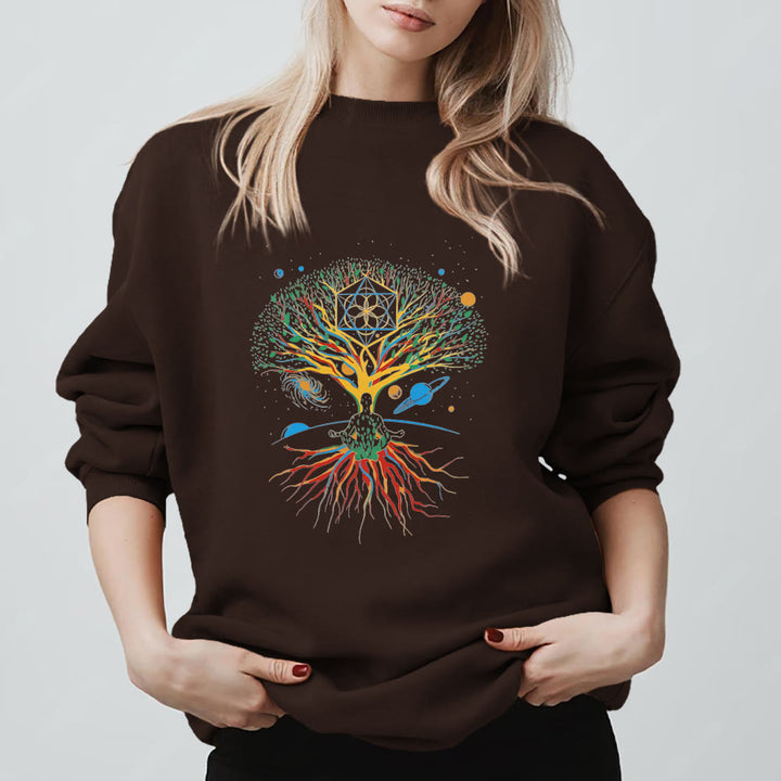 Felpa con stampa Olivenorma Tree Meditation Universe Spiritual Mindfulness - Marrone - 2XL - image 5