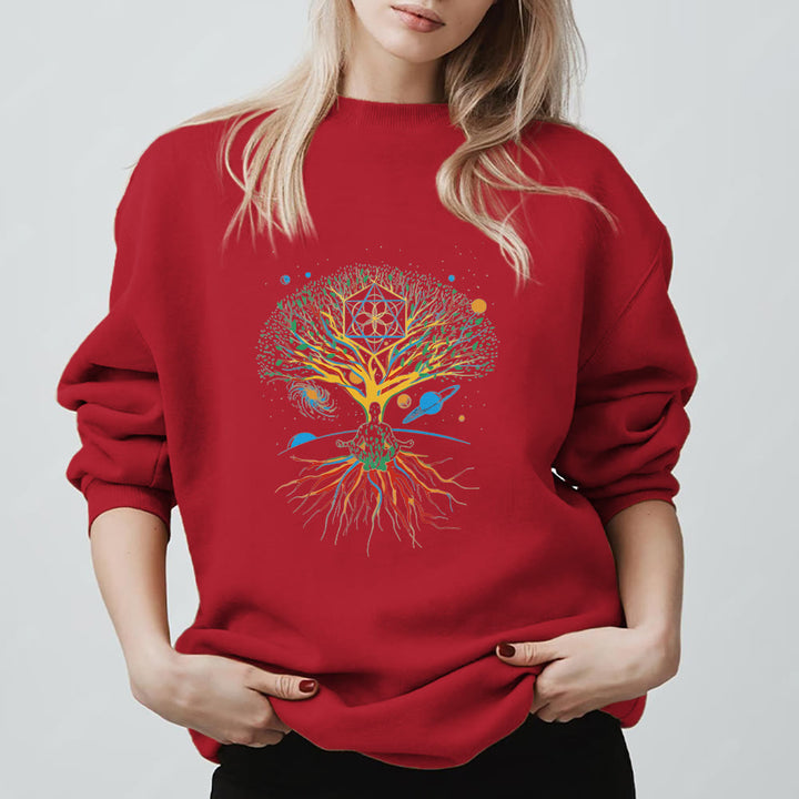 Felpa con stampa Olivenorma Tree Meditation Universe Spiritual Mindfulness - Rosso - 2XL - image 11