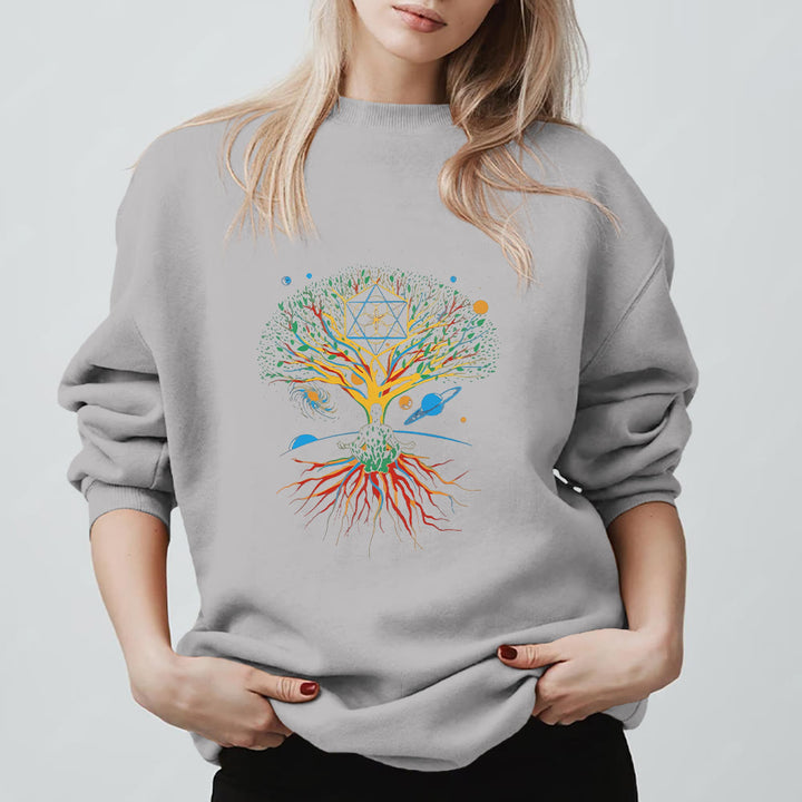 Felpa con stampa Olivenorma Tree Meditation Universe Spiritual Mindfulness - Grigio - 2XL - image 7