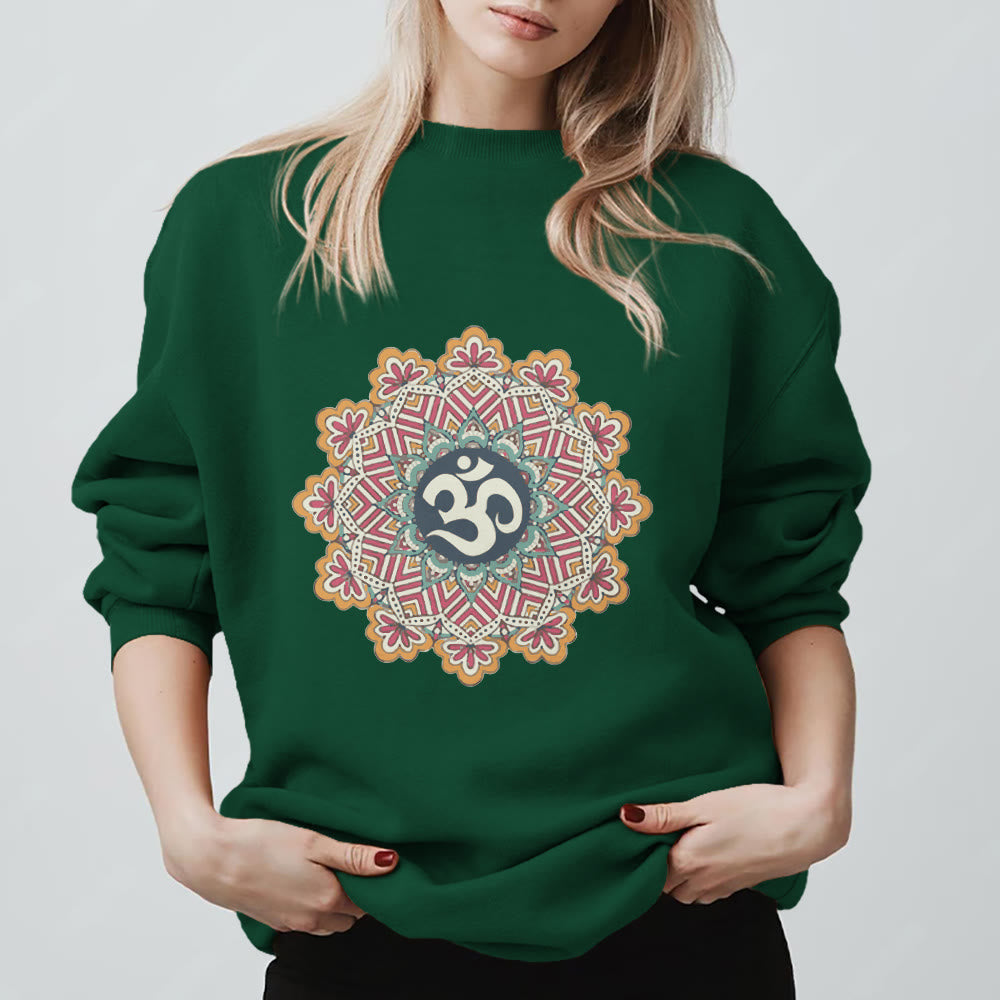 Felpa Olivenorma Om Mandala Geometria Sacra Yoga Meditazione Mindfulness - Verde - 2XL - image 13