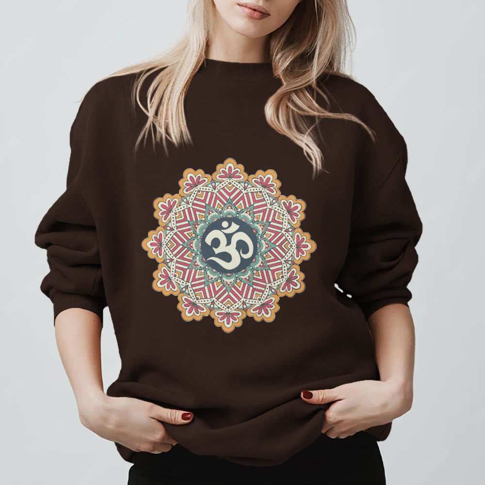 Felpa Olivenorma Om Mandala Geometria Sacra Yoga Meditazione Mindfulness - Marrone - 2XL - image 7