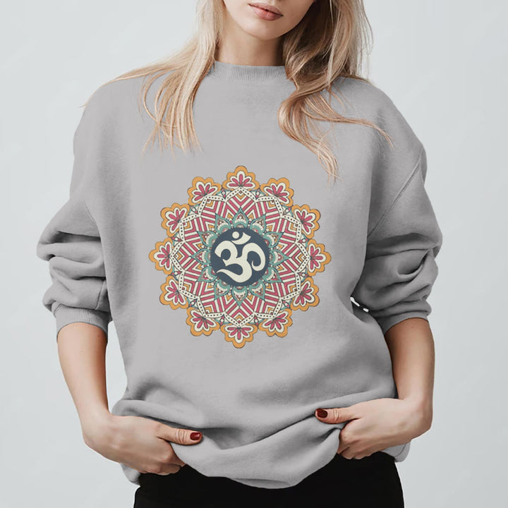 Felpa Olivenorma Om Mandala Geometria Sacra Yoga Meditazione Mindfulness - Grigio - 2XL - image 11
