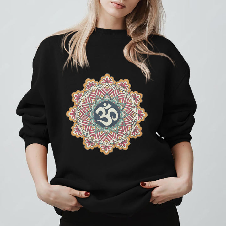 Felpa Olivenorma Om Mandala Geometria Sacra Yoga Meditazione Mindfulness - Nero - 2XL - image 9
