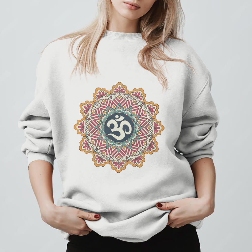 Felpa Olivenorma Om Mandala Geometria Sacra Yoga Meditazione Mindfulness - Bianco - 2XL - image 1