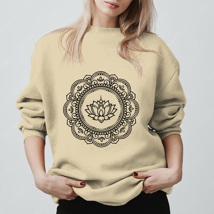 Felpa geometrica con stampa mandala boho yoga spirituale e meditazione Olivenorma - Giallo chiaro - 2XL - image 0