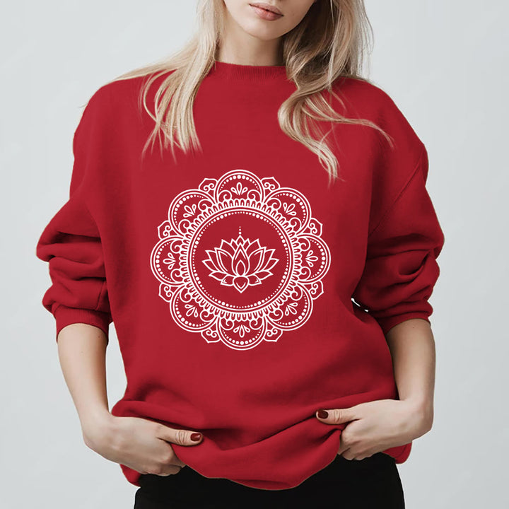 Felpa geometrica con stampa mandala boho yoga spirituale e meditazione Olivenorma - Rosso - 2XL - image 11