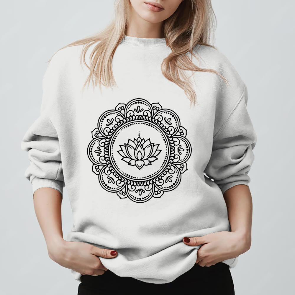 Felpa geometrica con stampa mandala boho yoga spirituale e meditazione Olivenorma - Bianco - 2XL - image 9