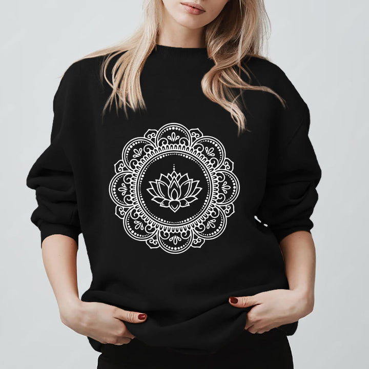 Felpa geometrica con stampa mandala boho yoga spirituale e meditazione Olivenorma - Nero - 2XL - image 5