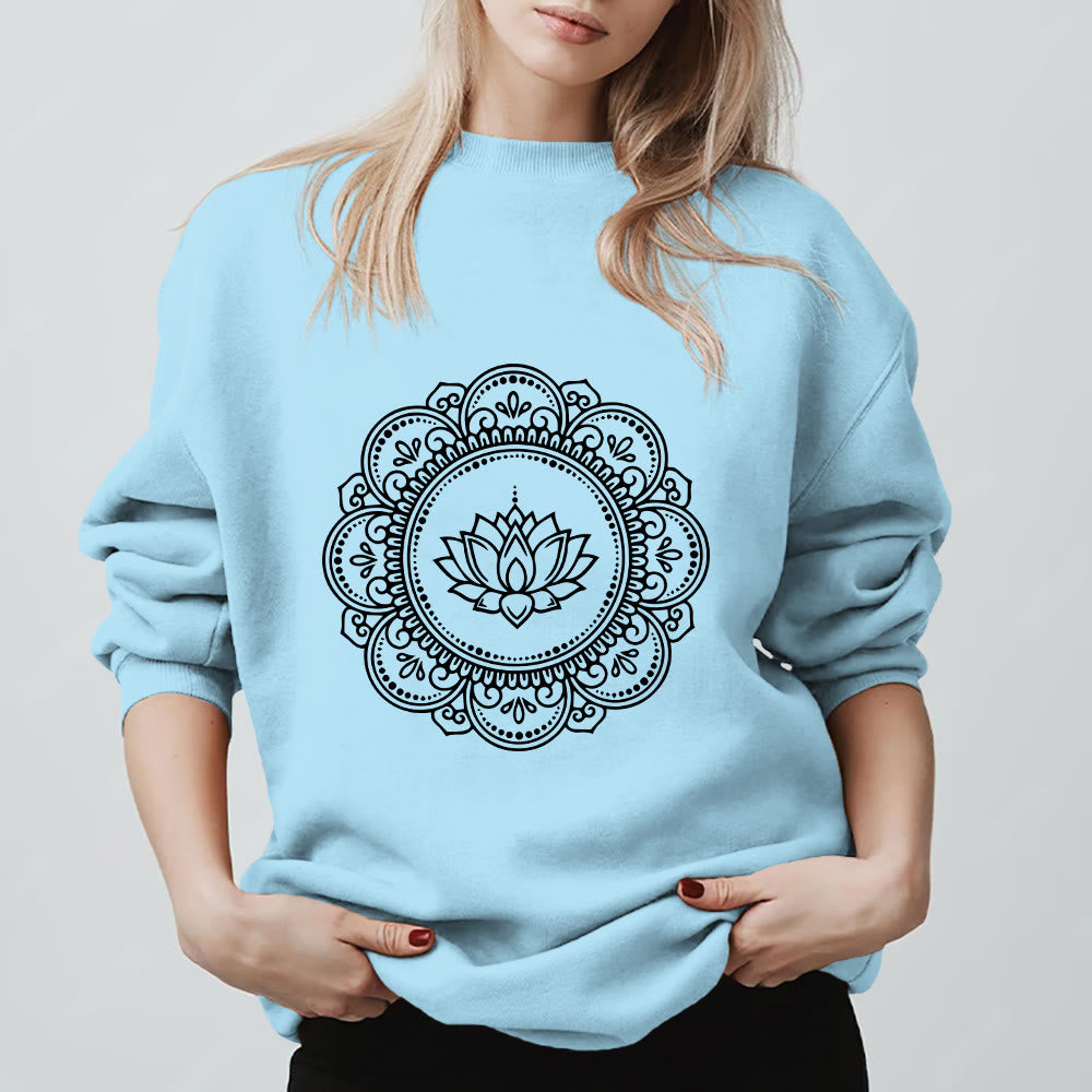 Felpa geometrica con stampa mandala boho yoga spirituale e meditazione Olivenorma - Blu - 2XL - image 15