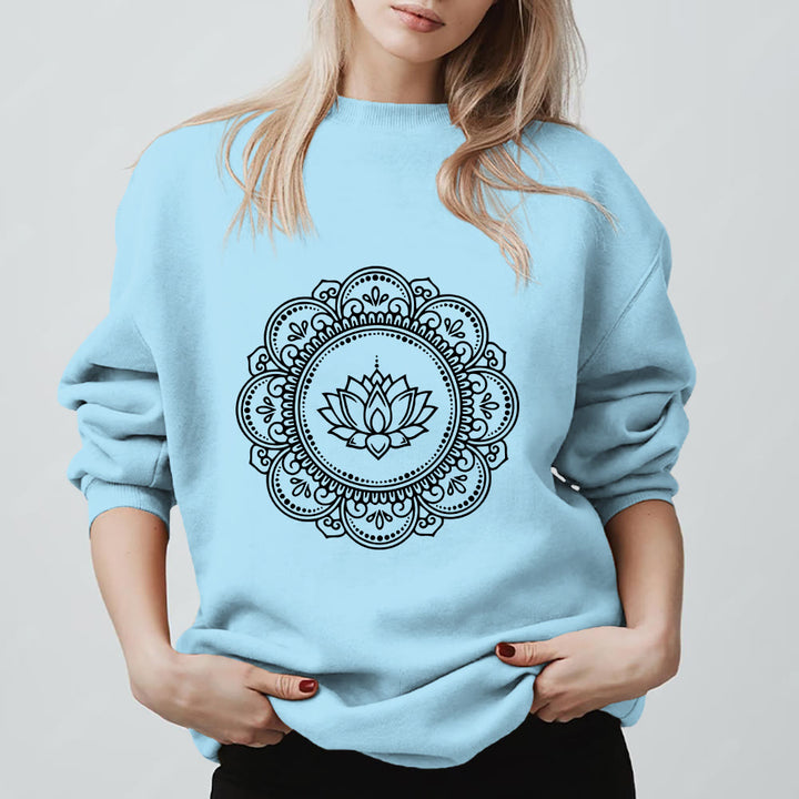 Felpa geometrica con stampa mandala boho yoga spirituale e meditazione Olivenorma - Blu - 2XL - image 15