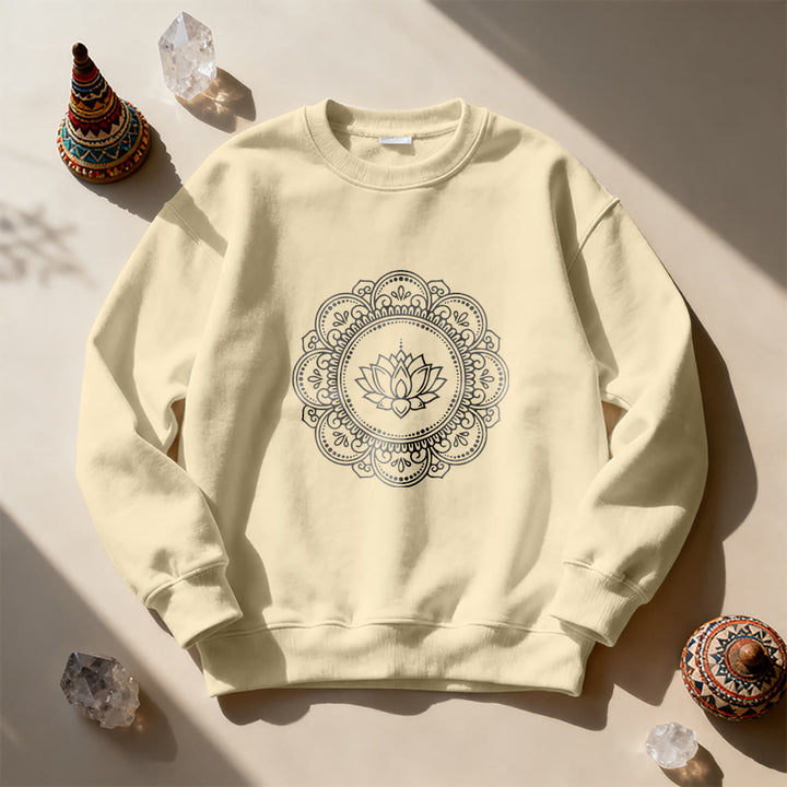 Felpa geometrica con stampa mandala boho yoga spirituale e meditazione Olivenorma - image 1