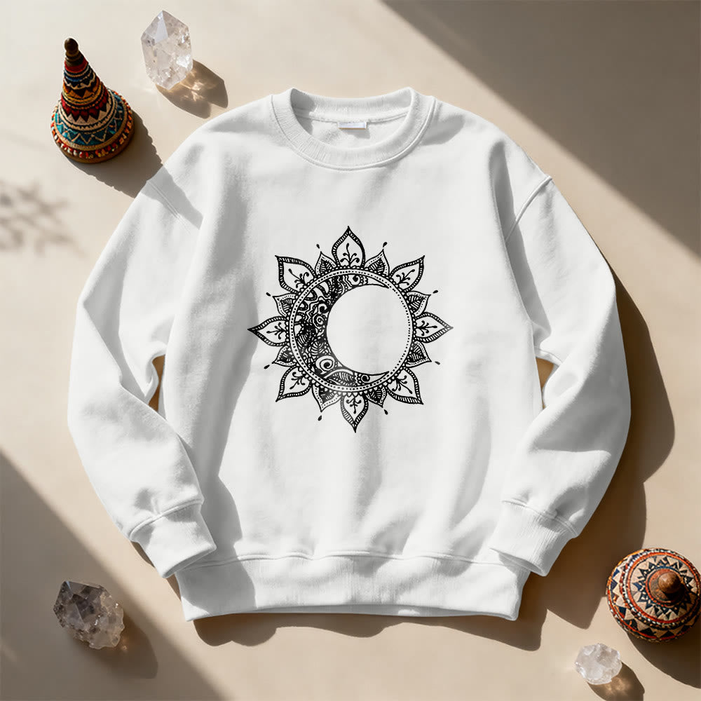 Felpa spirituale con meditazione boho e sole e luna Mandala Olivenorma - image 12