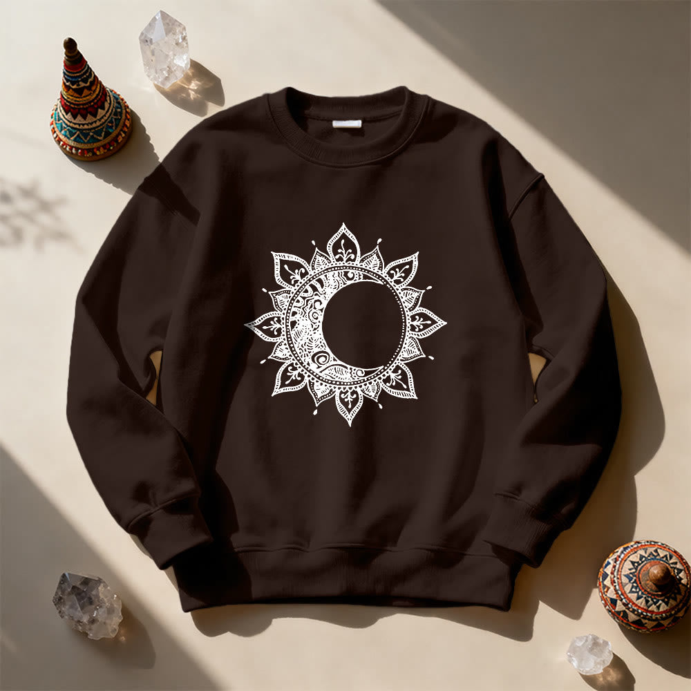 Felpa spirituale con meditazione boho e sole e luna Mandala Olivenorma - image 6