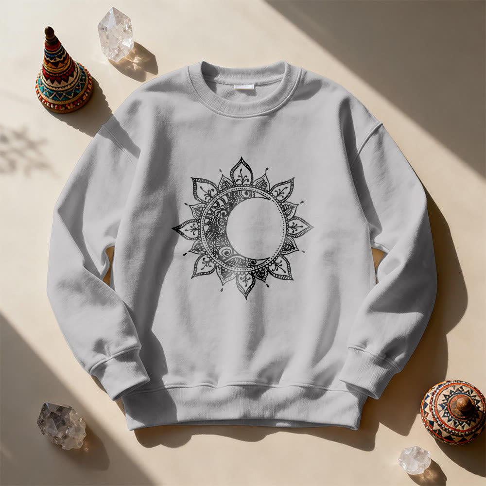Felpa spirituale con meditazione boho e sole e luna Mandala Olivenorma - image 10