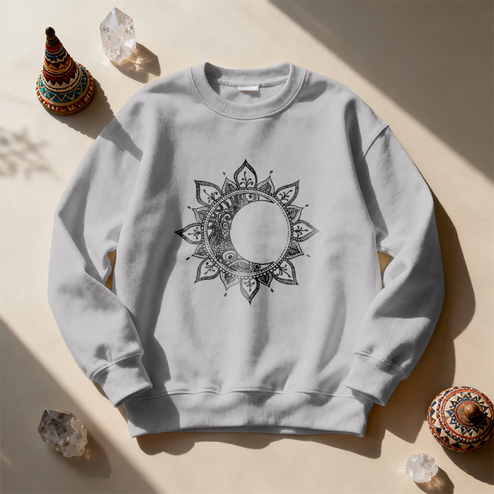 Felpa spirituale con meditazione boho e sole e luna Mandala Olivenorma - image 10