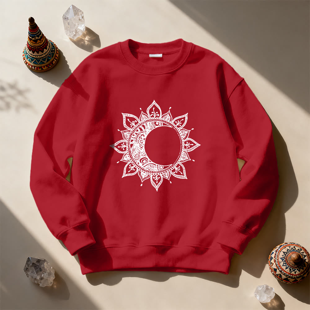 Felpa spirituale con meditazione boho e sole e luna Mandala Olivenorma - image 1