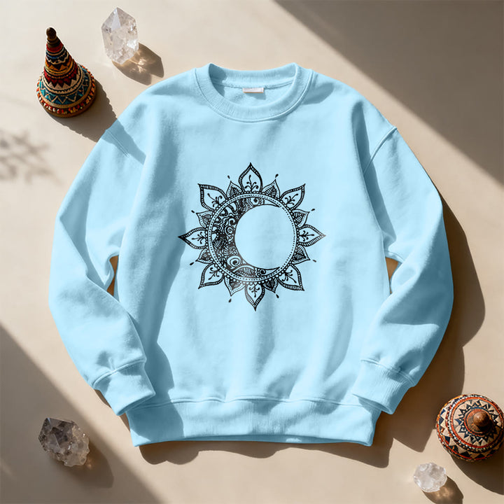 Felpa spirituale con meditazione boho e sole e luna Mandala Olivenorma - image 16