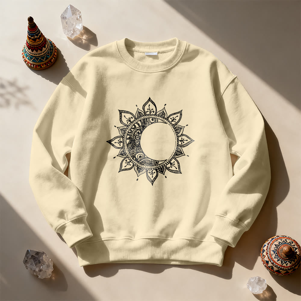 Felpa spirituale con meditazione boho e sole e luna Mandala Olivenorma - image 4