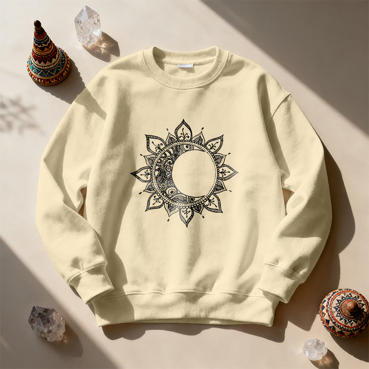 Felpa spirituale con meditazione boho e sole e luna Mandala Olivenorma - image 4