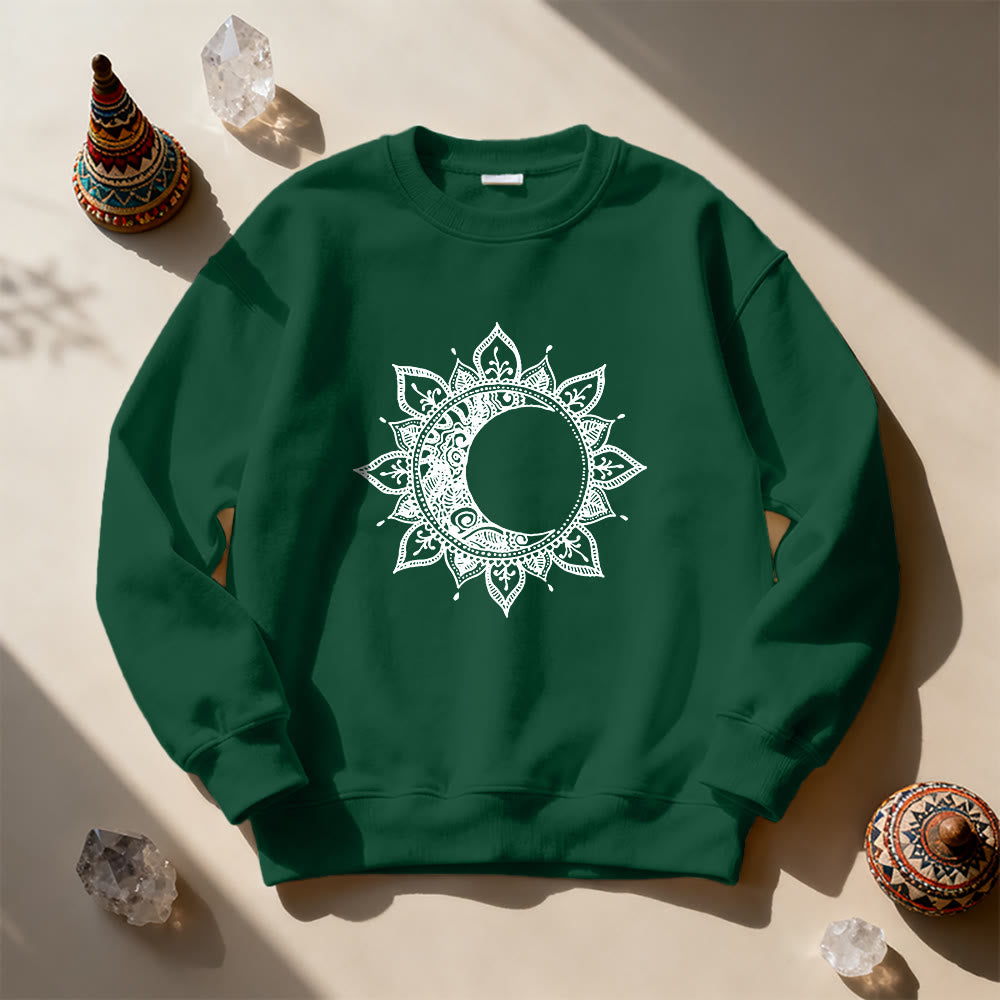 Felpa spirituale con meditazione boho e sole e luna Mandala Olivenorma - image 14