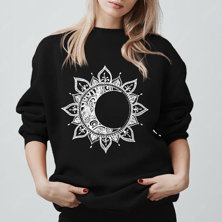 Felpa spirituale con meditazione boho e sole e luna Mandala Olivenorma - Nero - 2XL - image 7