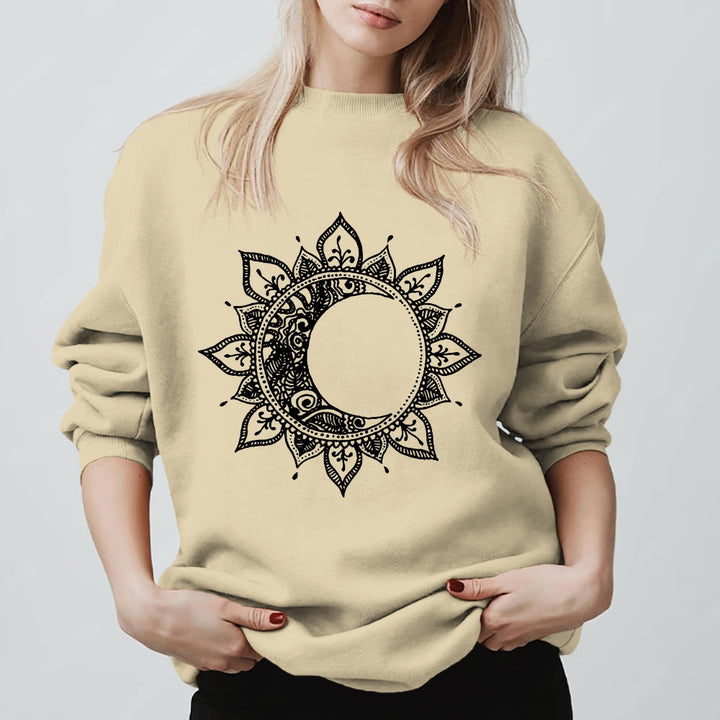 Felpa spirituale con meditazione boho e sole e luna Mandala Olivenorma - Giallo chiaro - 2XL - image 3