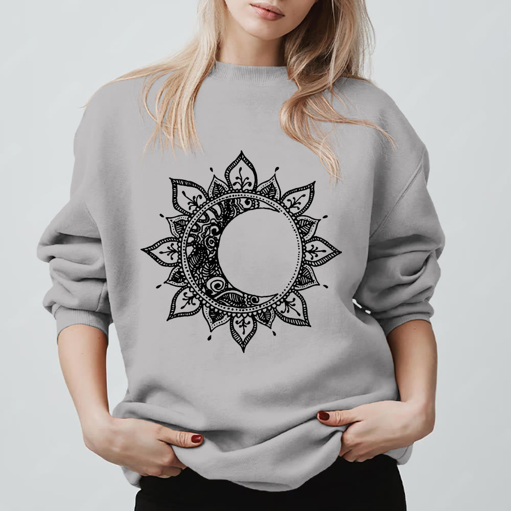 Felpa spirituale con meditazione boho e sole e luna Mandala Olivenorma - Grigio - 2XL - image 9