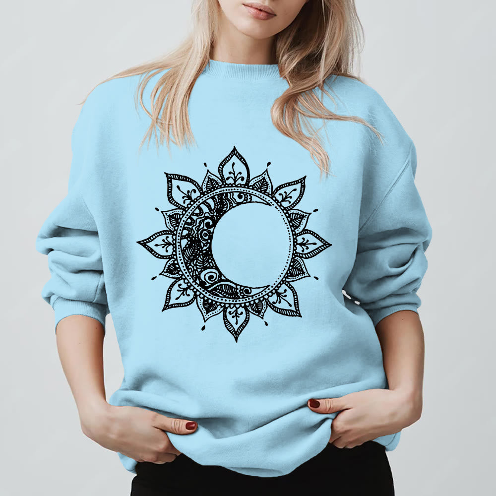 Felpa spirituale con meditazione boho e sole e luna Mandala Olivenorma - Blu - 2XL - image 15