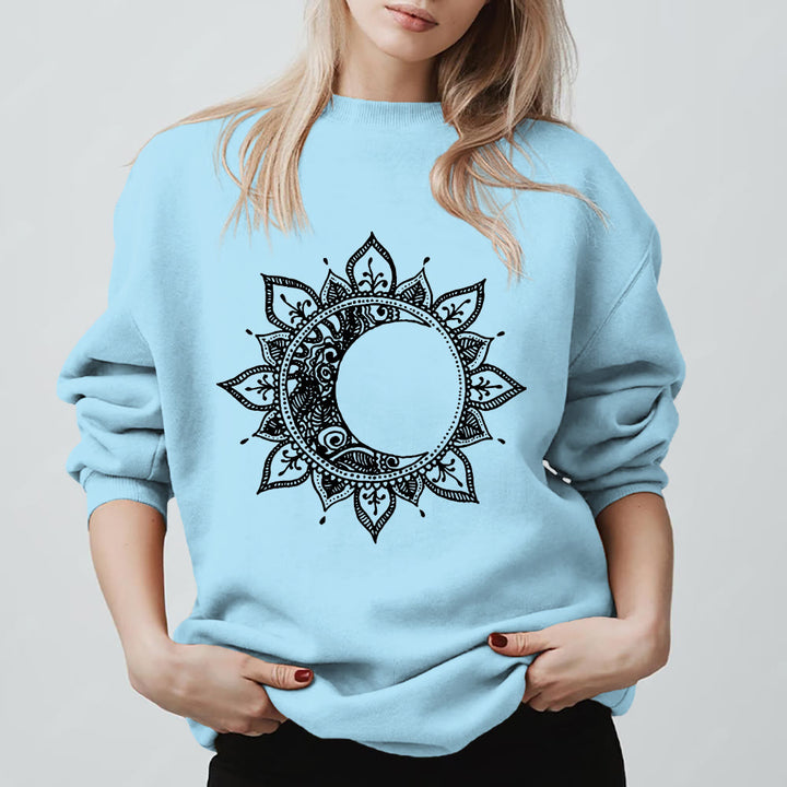 Felpa spirituale con meditazione boho e sole e luna Mandala Olivenorma - Blu - 2XL - image 15