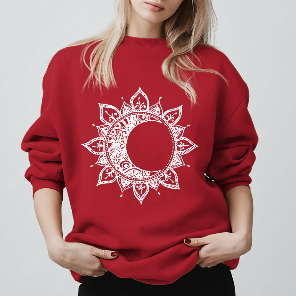 Felpa spirituale con meditazione boho e sole e luna Mandala Olivenorma - Rosso - 2XL - image 0