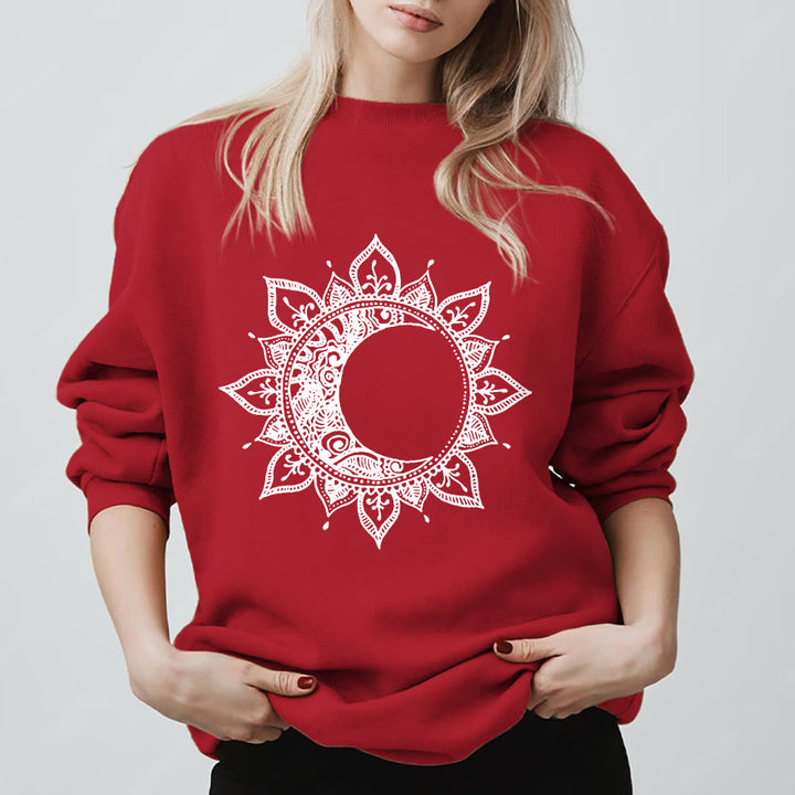 Felpa spirituale con meditazione boho e sole e luna Mandala Olivenorma - Rosso - 2XL - image 0