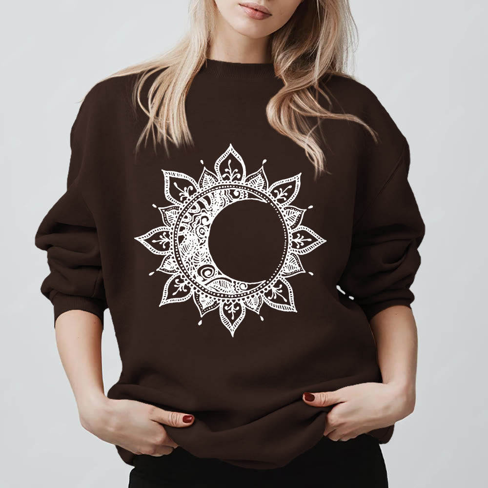 Felpa spirituale con meditazione boho e sole e luna Mandala Olivenorma - Marrone - 2XL - image 5