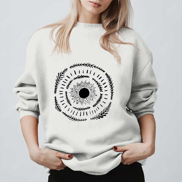 Felpa comoda con stampa sole mandala yoga e meditazione Olivenorma - Bianco - 2XL - image 13