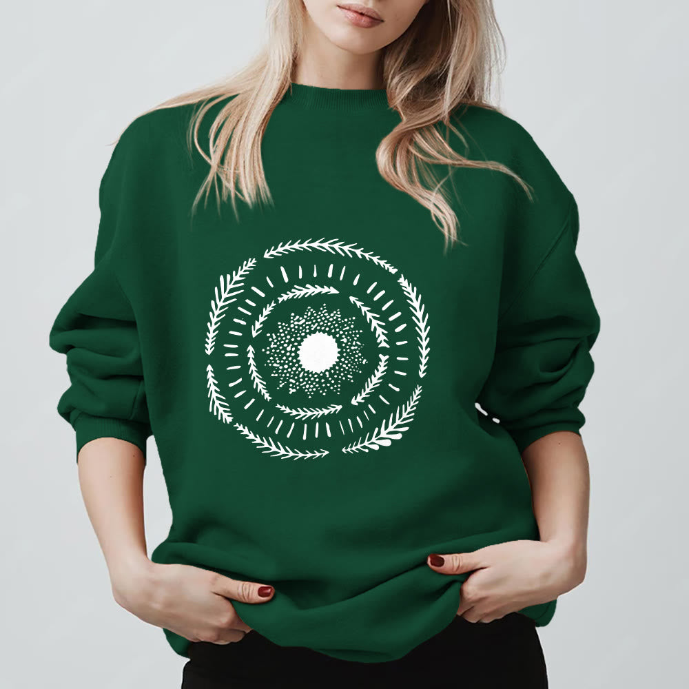 Felpa comoda con stampa sole mandala yoga e meditazione Olivenorma - Verde - 2XL - image 15