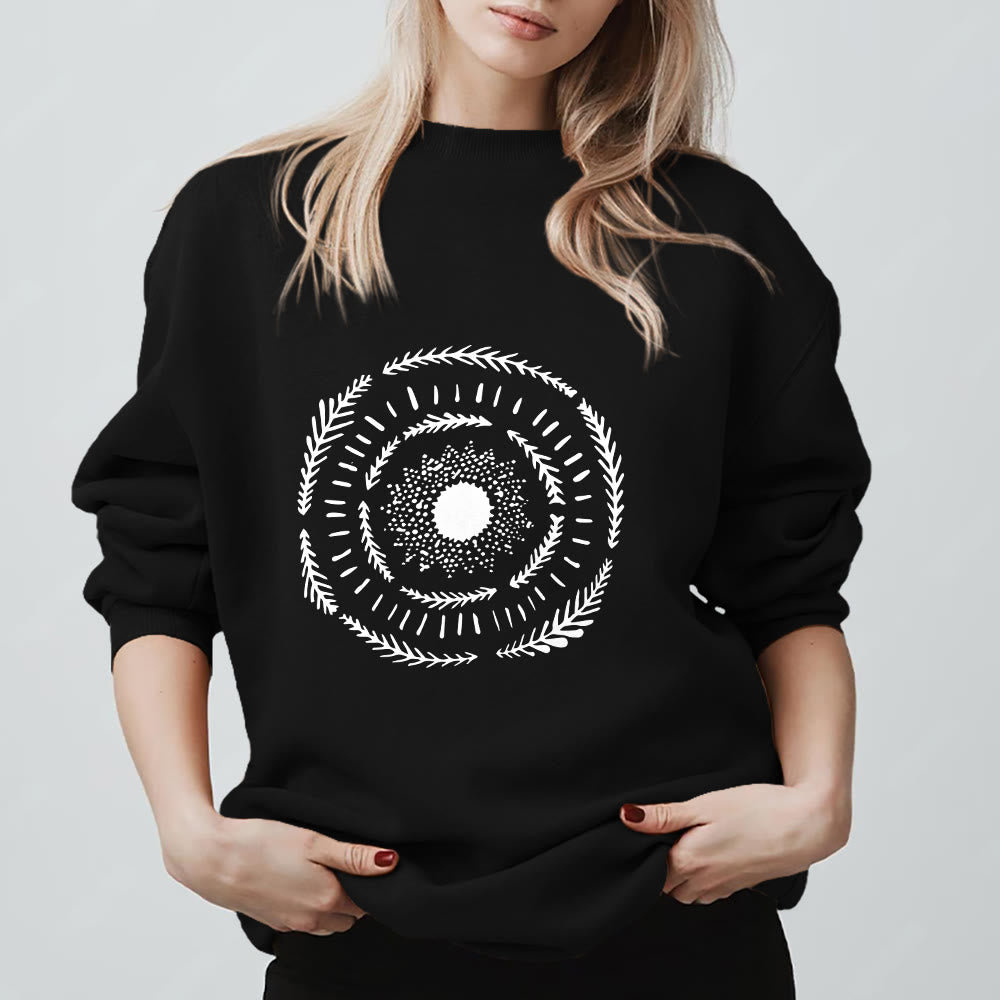 Felpa comoda con stampa sole mandala yoga e meditazione Olivenorma - Nero - 2XL - image 9