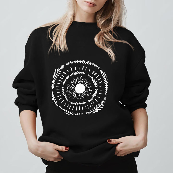 Felpa comoda con stampa sole mandala yoga e meditazione Olivenorma - Nero - 2XL - image 9