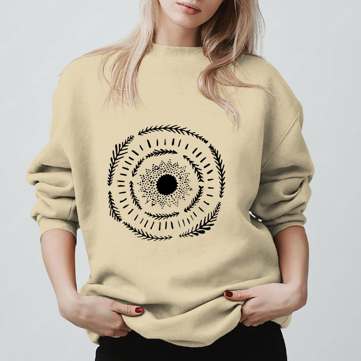 Felpa comoda con stampa sole mandala yoga e meditazione Olivenorma - Giallo chiaro - 2XL - image 7