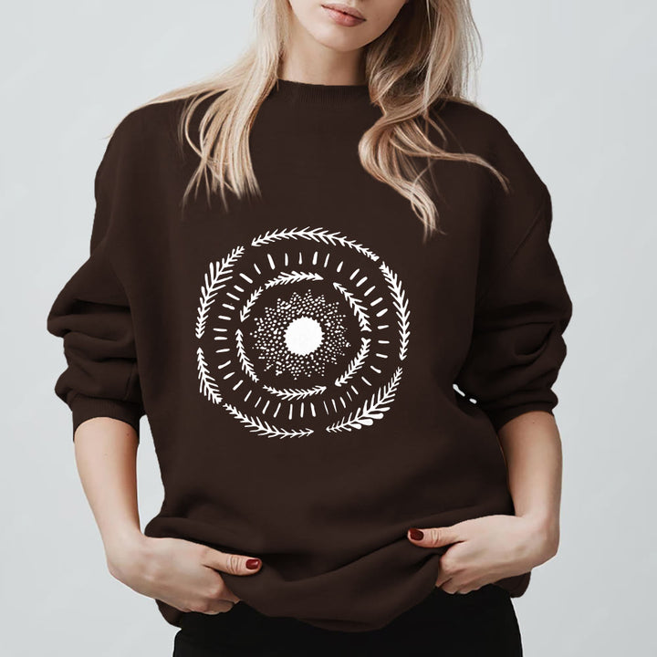 Felpa comoda con stampa sole mandala yoga e meditazione Olivenorma - Marrone - 2XL - image 3
