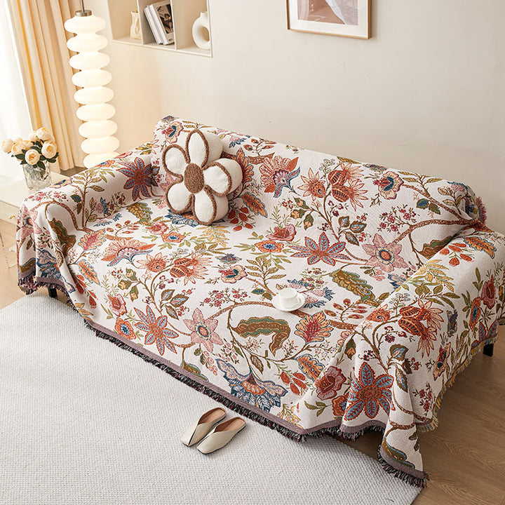 Coperta intrecciata floreale etnica Olivenorma - 180*380cm - image 1